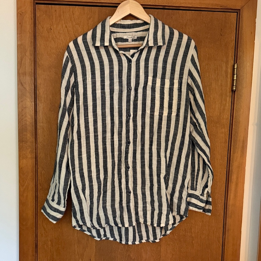 Z Supply black and white Striped Button Down Shirt
